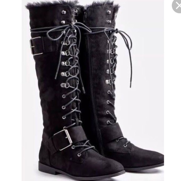 flat tie up boots